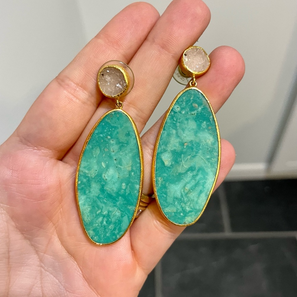 Turquoise Statement Earrings - image 1